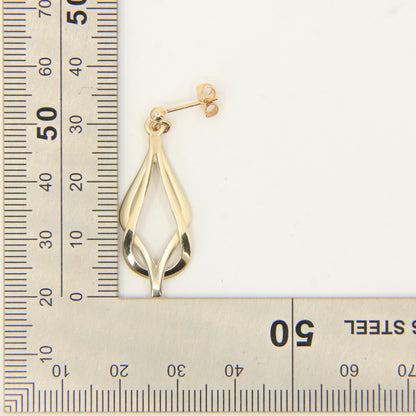 Vintage 9ct Hallmarked Shetland Sheila Fleet Two Tone Gold Drop Earrings Boxed