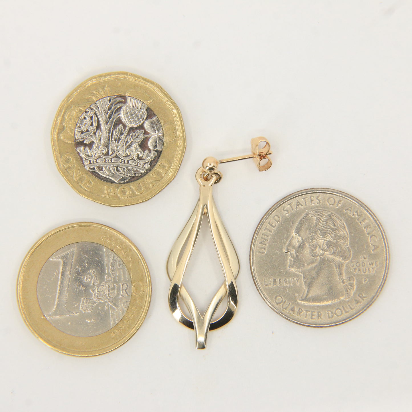 Vintage 9ct Hallmarked Shetland Sheila Fleet Two Tone Gold Drop Earrings Boxed