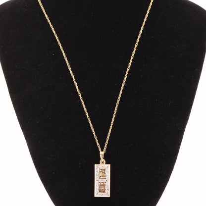 Vintage 9ct Hallmarked Gold Royal Mint Feng Shui Ingot Diamond Pendant Necklace