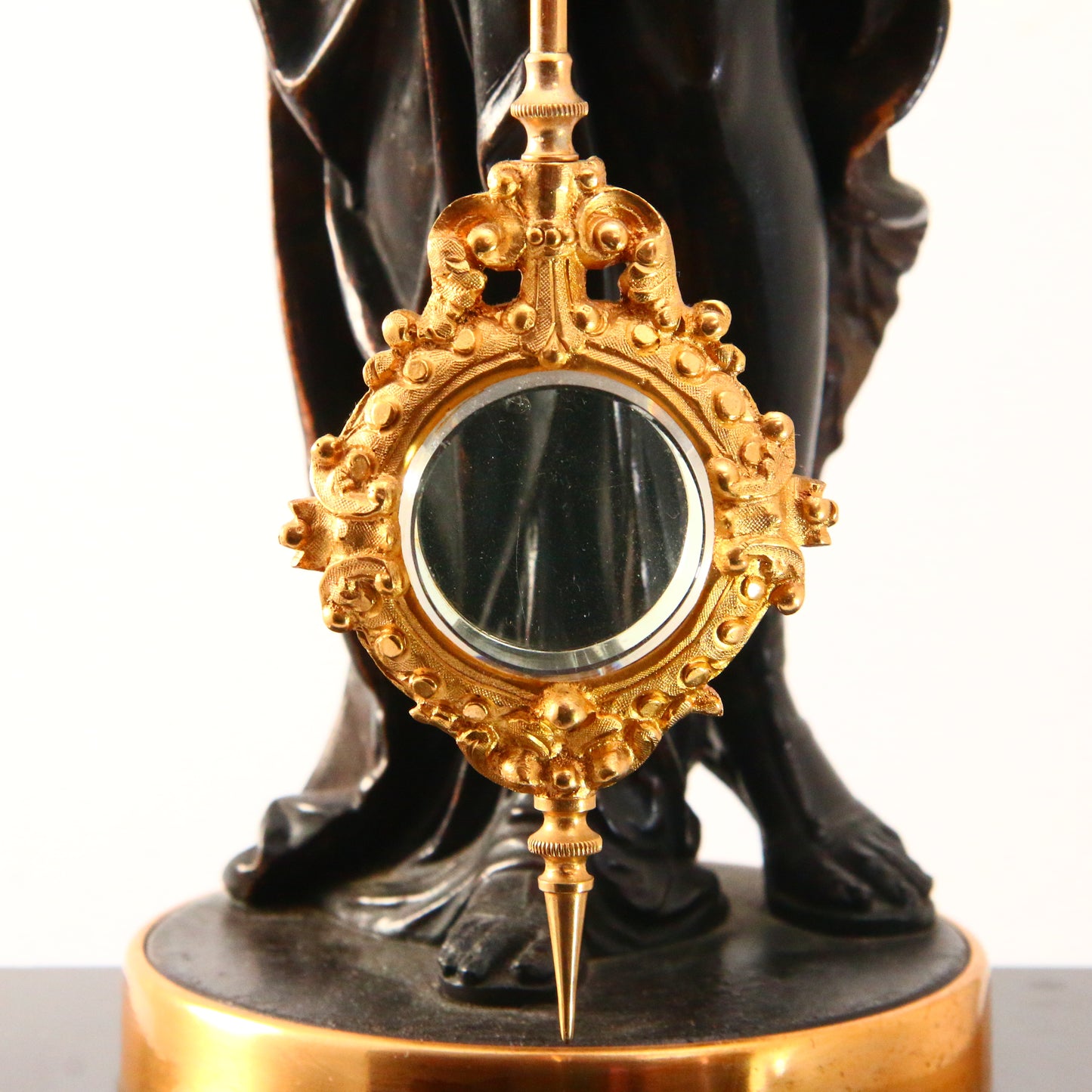 Antique French Mystery Clock Circa 1875 by A.R.Guilmet Black Marble Table Clock