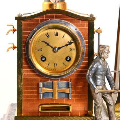 Antique French 'Steam Hammer' Clock The Foundryman Circa 1890 by A.R.Guilmet