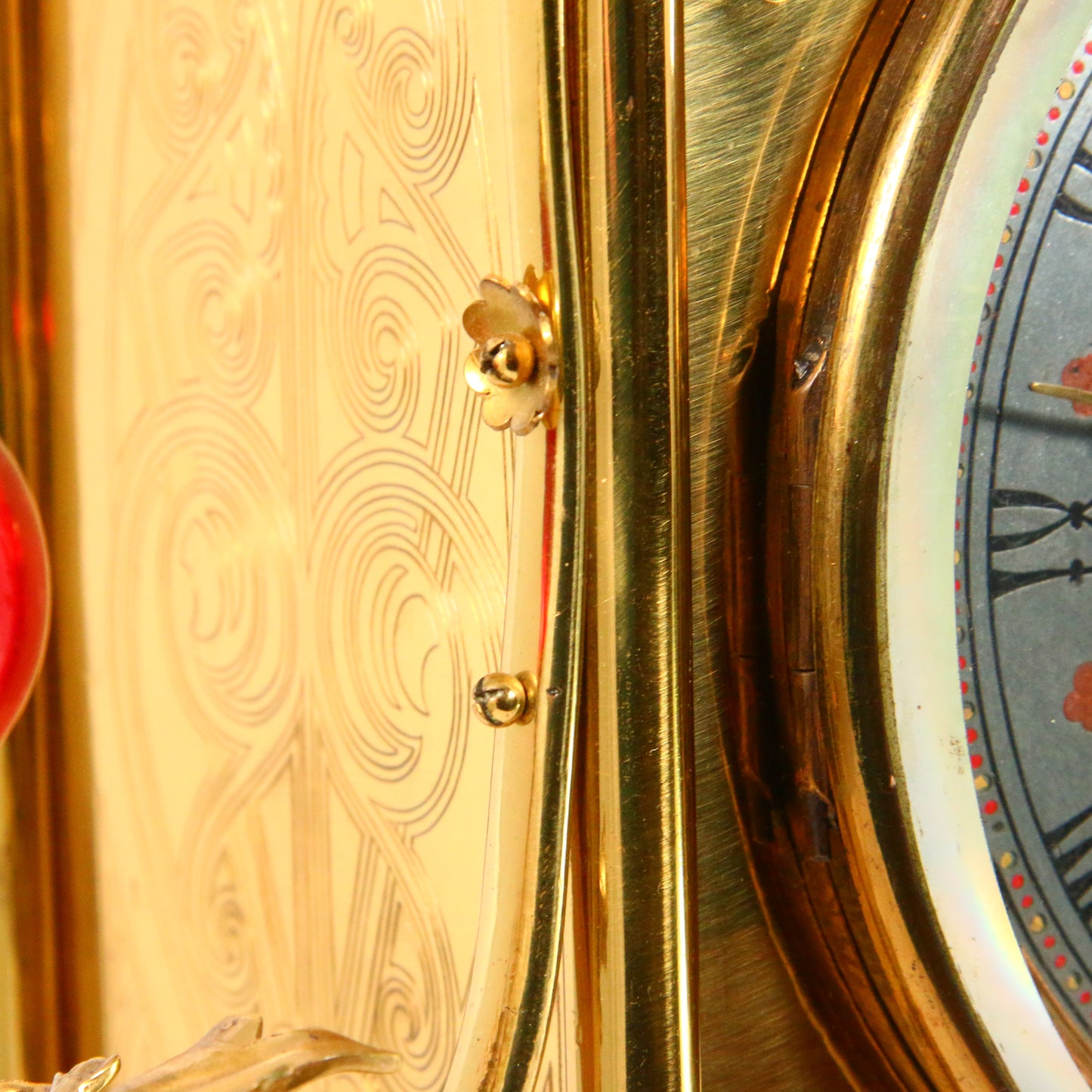 Antique Gothic Revival Gilt Brass Scottish Mantel Clock Circa 1870 By Bruce J. Talbert