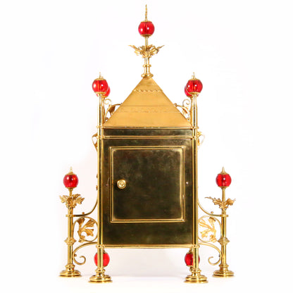 Antique Gothic Revival Gilt Brass Scottish Mantel Clock Circa 1870 By Bruce J. Talbert