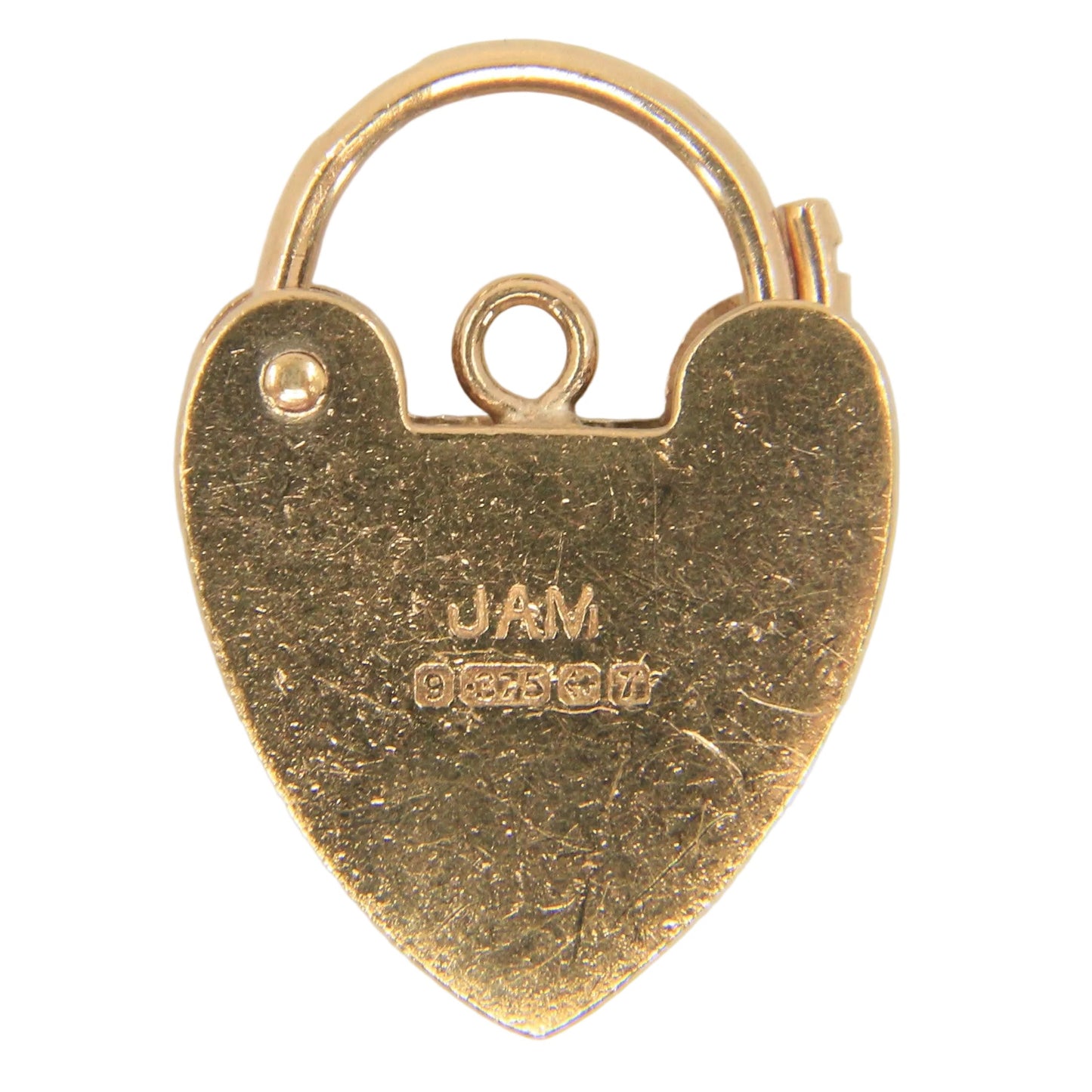 Vintage 9ct Yellow Gold Hallmarked Sunburst Heart Padlock Charm Pendant Gift