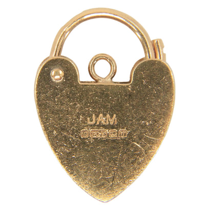 Vintage 9ct Yellow Gold Hallmarked Sunburst Heart Padlock Charm Pendant Gift