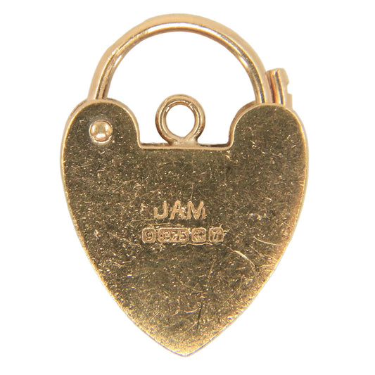 Vintage 9ct Yellow Gold Hallmarked Sunburst Heart Padlock Charm Pendant Gift