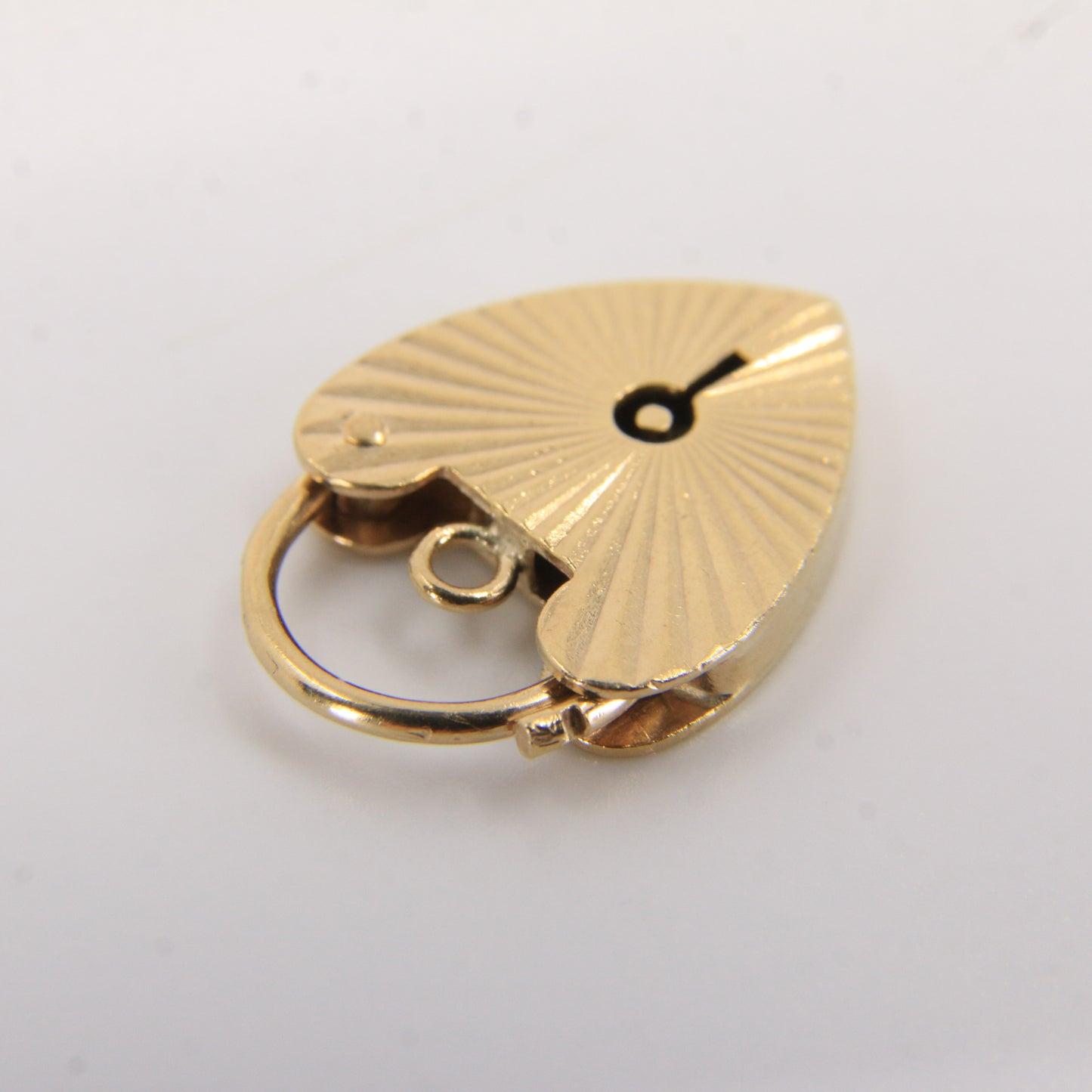 Vintage 9ct Yellow Gold Hallmarked Sunburst Heart Padlock Charm Pendant Gift