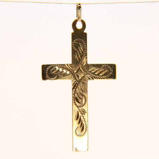 Vintage 9ct Yellow Gold Cross Pendant – Solid Hallmarked Religious Charm