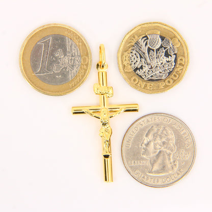 Vintage 18K Gold Crucifix Pendant – Solid Religious Cross, Faith Gift