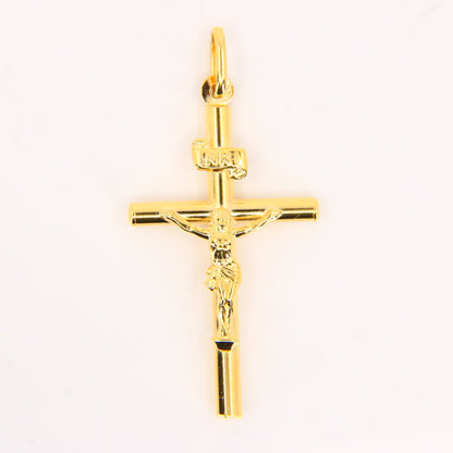 Vintage 18K Gold Crucifix Pendant – Solid Religious Cross, Faith Gift