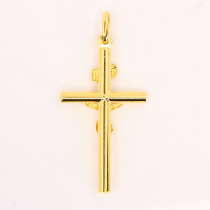 Vintage 18K Gold Crucifix Pendant – Solid Religious Cross, Faith Gift