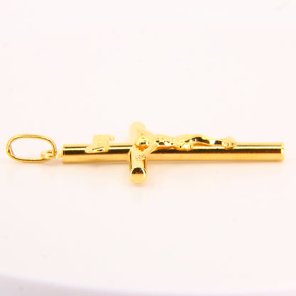 Vintage 18K Gold Crucifix Pendant – Solid Religious Cross, Faith Gift