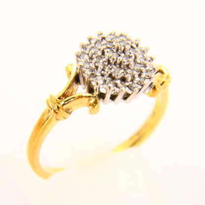 Vintage 18ct .25ct Diamond Cluster Ring Hallmarked Yellow Gold Statement Ring