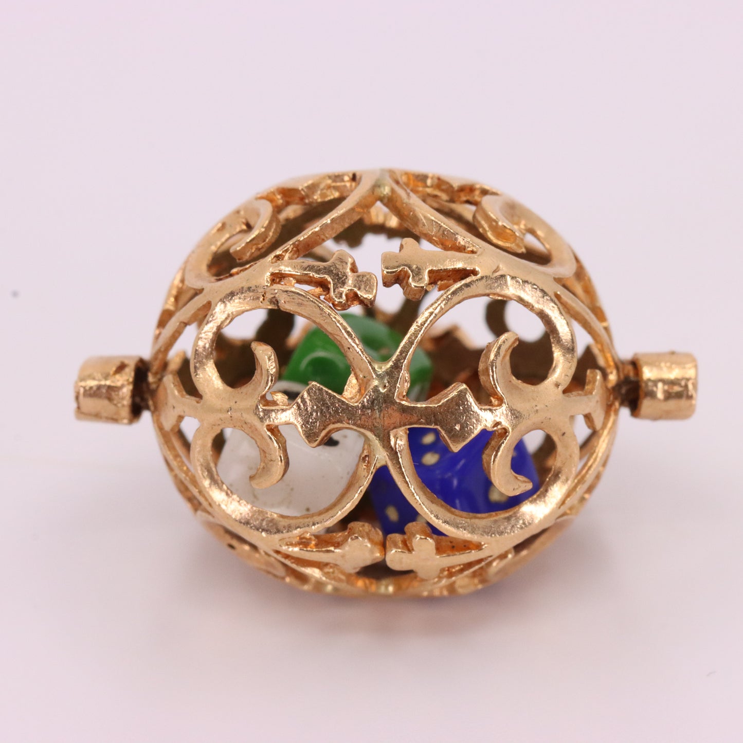 Vintage 9ct Hallmarked Gold Spinner Pendant Dice Cage Moving Luck Charm