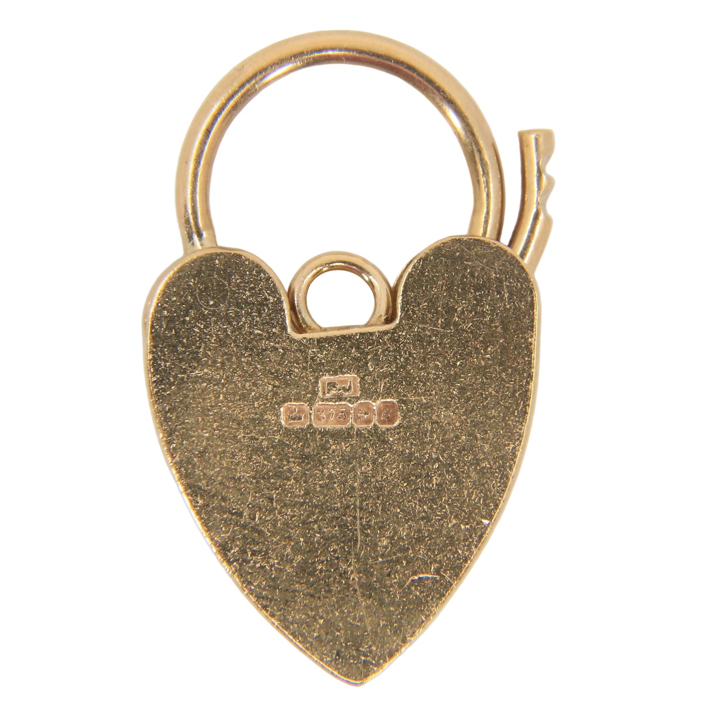 Vintage 9ct Yellow Gold Hallmarked Engraved Heart Padlock Charm Pendant