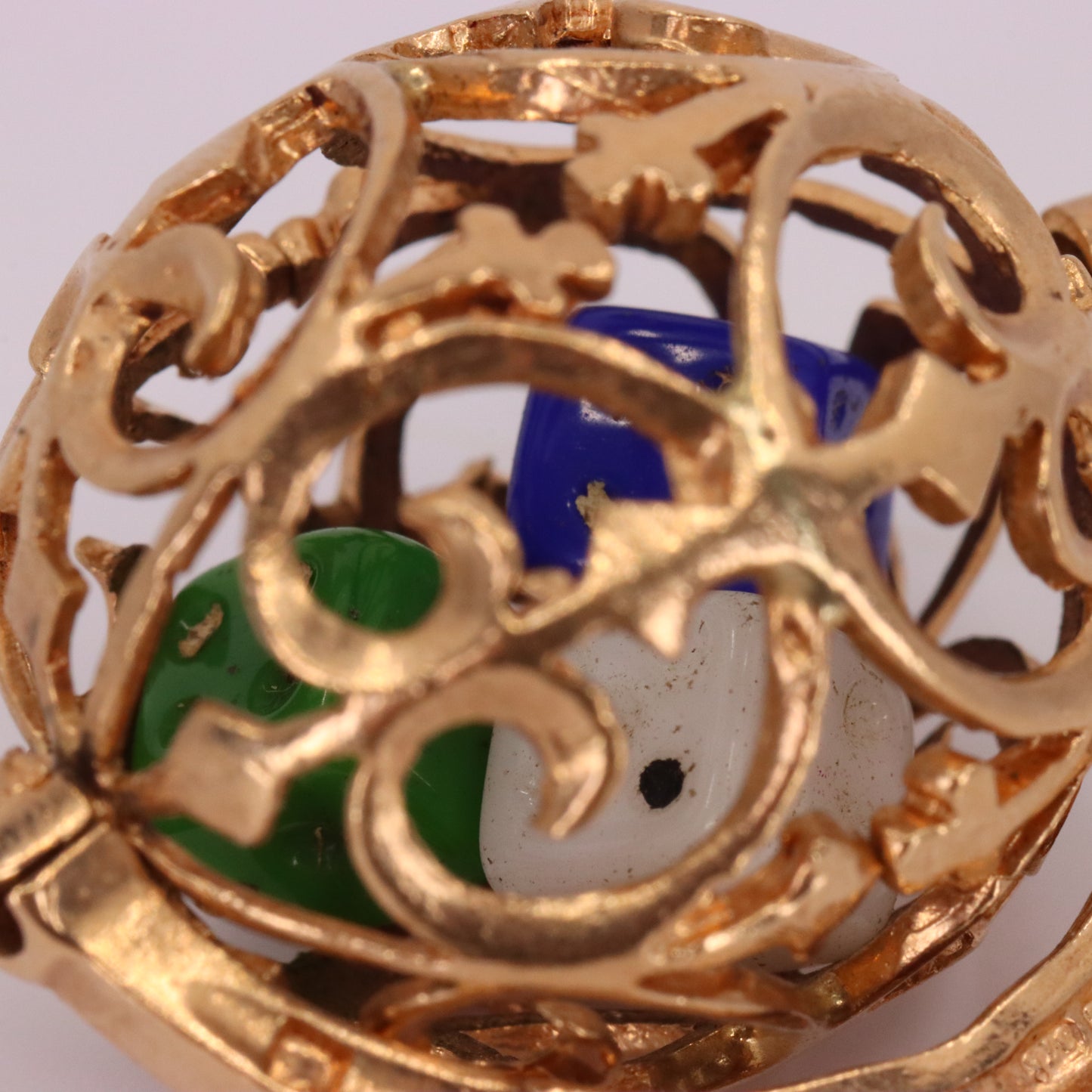 Vintage 9ct Hallmarked Gold Spinner Pendant Dice Cage Moving Luck Charm