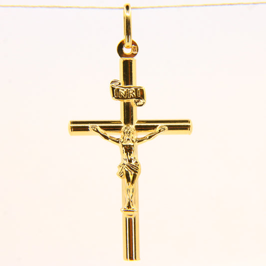 Vintage 18K Gold Crucifix Pendant – Solid Religious Cross, Faith Gift