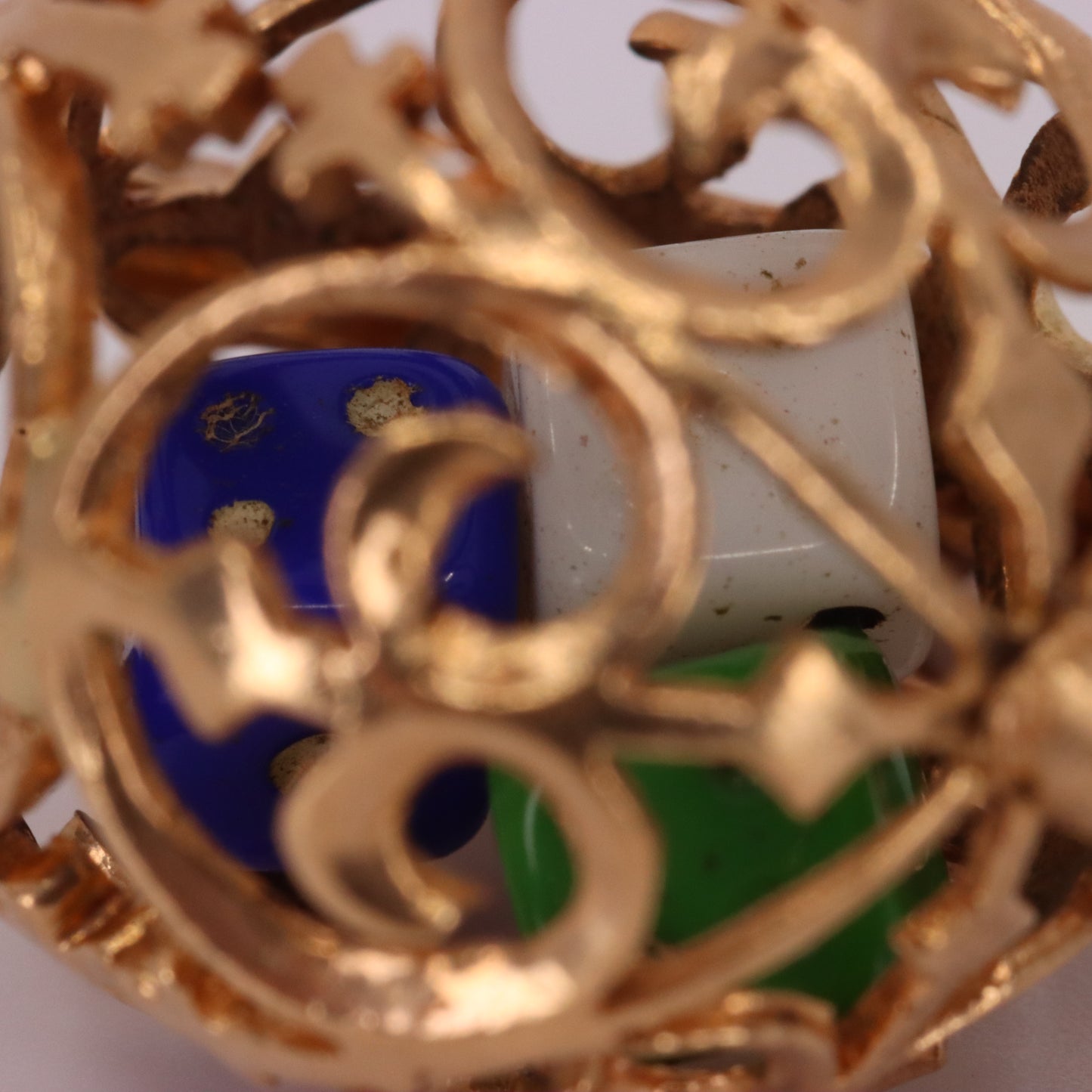 Vintage 9ct Hallmarked Gold Spinner Pendant Dice Cage Moving Luck Charm