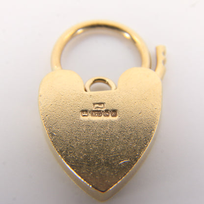 Vintage 9ct Yellow Gold Hallmarked Engraved Heart Padlock Charm Pendant