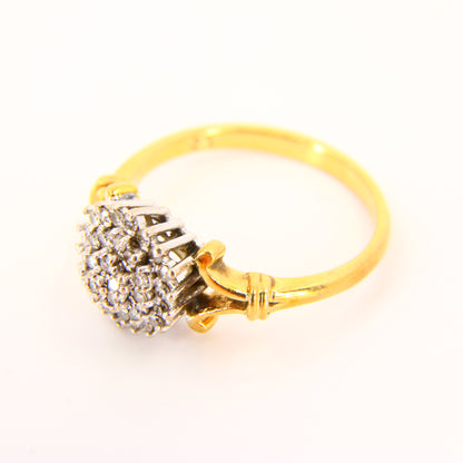 Vintage 18ct .25ct Diamond Cluster Ring Hallmarked Yellow Gold Statement Ring