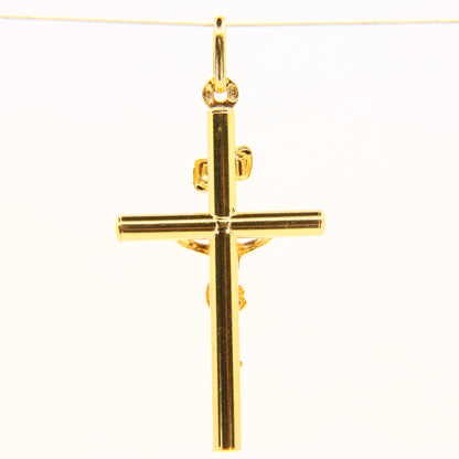 Vintage 18K Gold Crucifix Pendant – Solid Religious Cross, Faith Gift