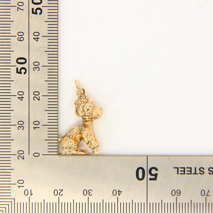 Vintage 9ct Gold Poodle Charm – Solid Yellow Gold Dog Pendant