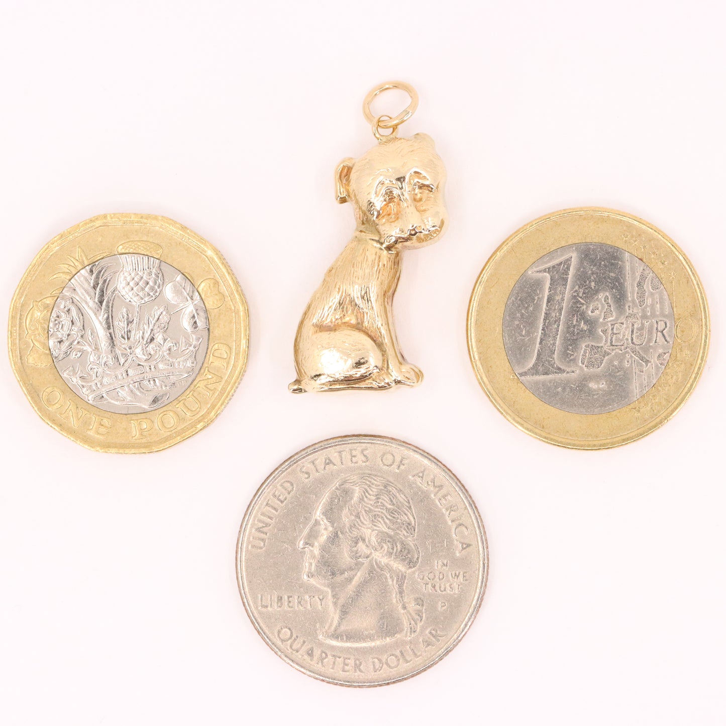 Vintage 9ct Hallmarked Yellow Gold Hollow Dog Charm Pendant Animal Lover Gift