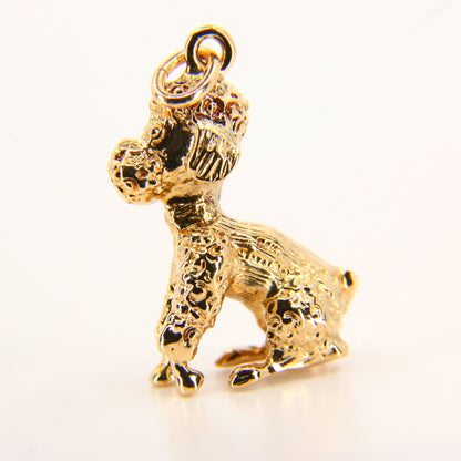 Vintage 9ct Gold Poodle Charm – Solid Yellow Gold Dog Pendant