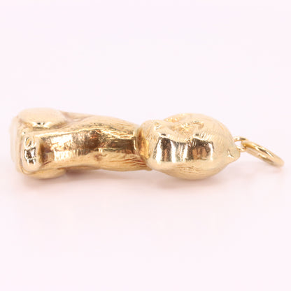 Vintage 9ct Hallmarked Yellow Gold Hollow Dog Charm Pendant Animal Lover Gift