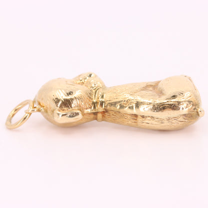 Vintage 9ct Hallmarked Yellow Gold Hollow Dog Charm Pendant Animal Lover Gift
