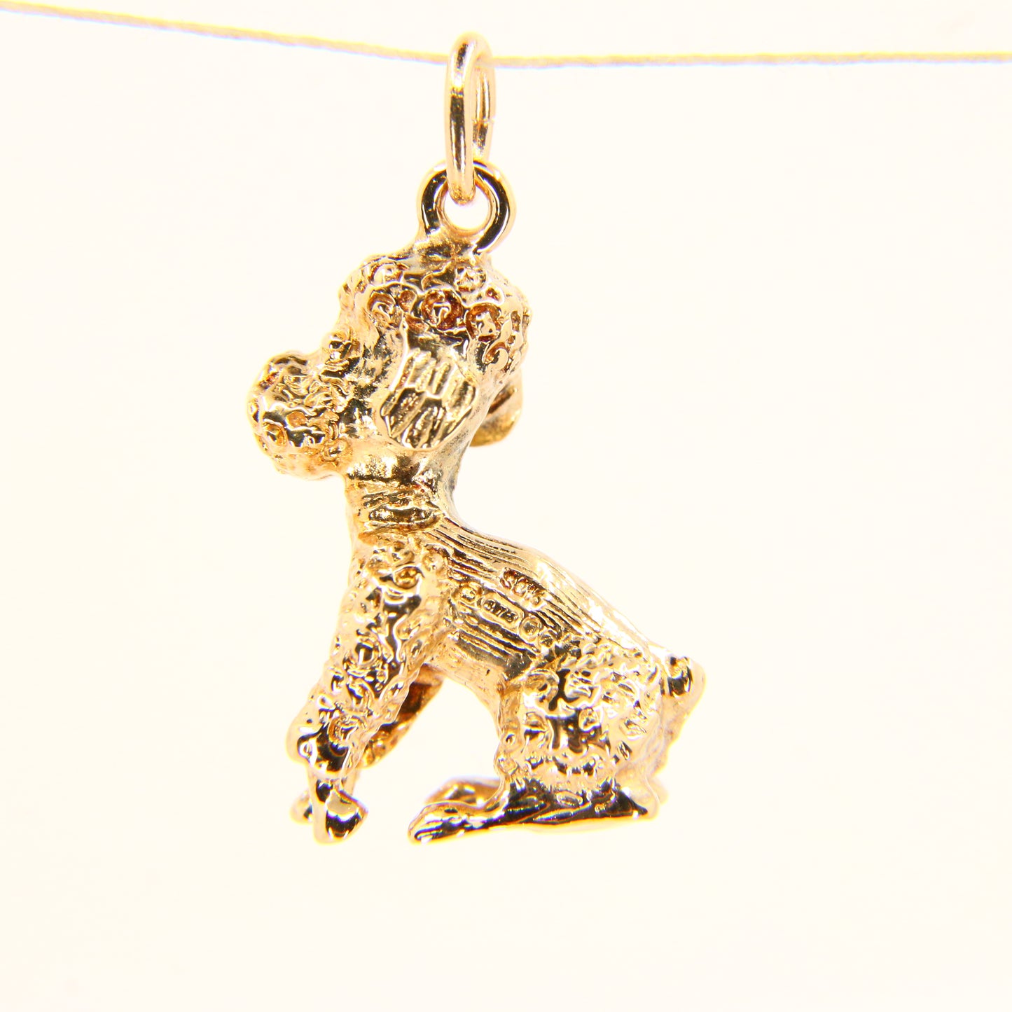 Vintage 9ct Gold Poodle Charm – Solid Yellow Gold Dog Pendant