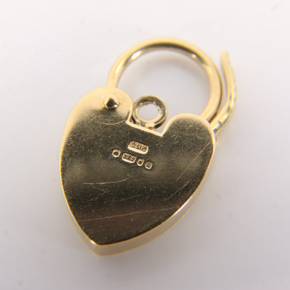 Vintage 9ct Yellow Gold Hallmarked Engraved Heart Padlock Charm Pendant Gift