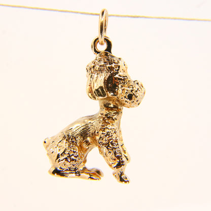 Vintage 9ct Gold Poodle Charm – Solid Yellow Gold Dog Pendant