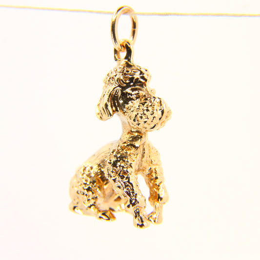 Vintage 9ct Gold Poodle Charm – Solid Yellow Gold Dog Pendant