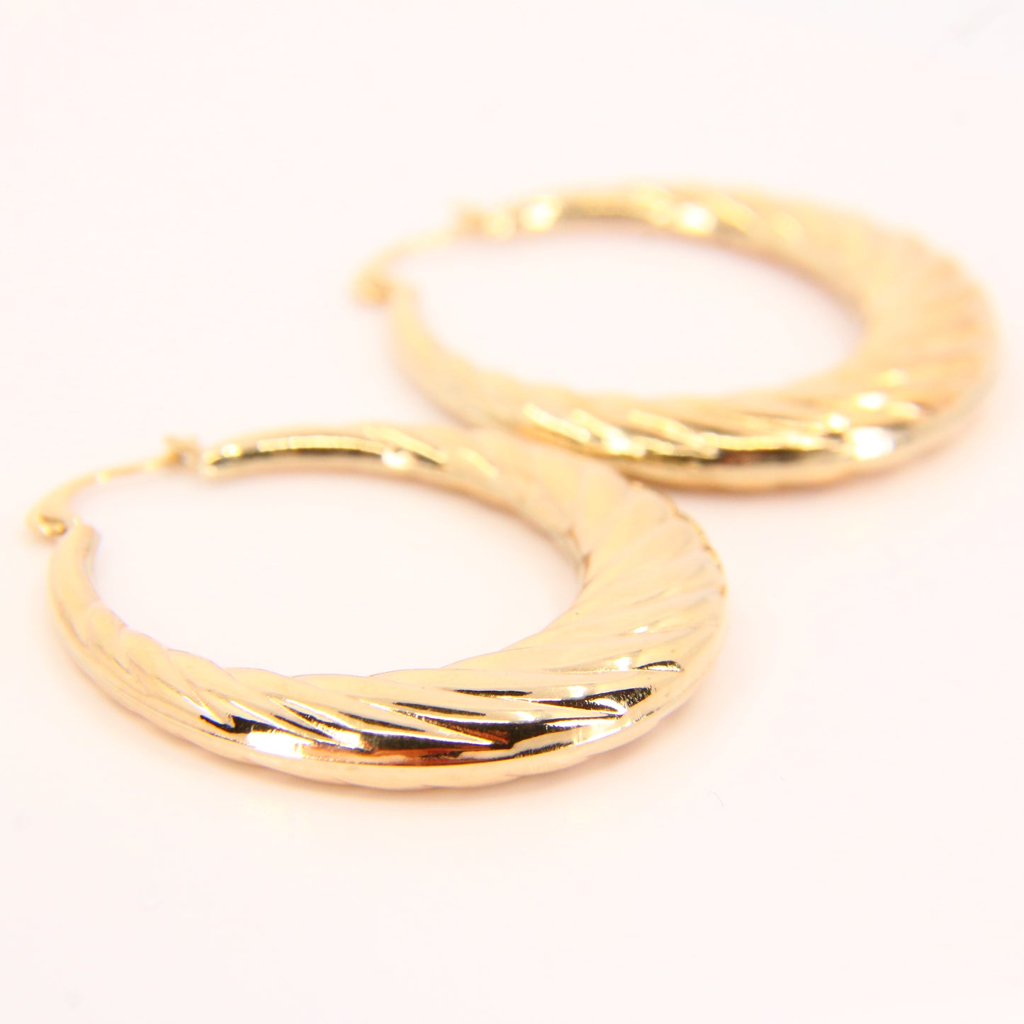 Vintage 9 Carat Creole Hoop Earrings Gold Twist Hoop Earrings Gift