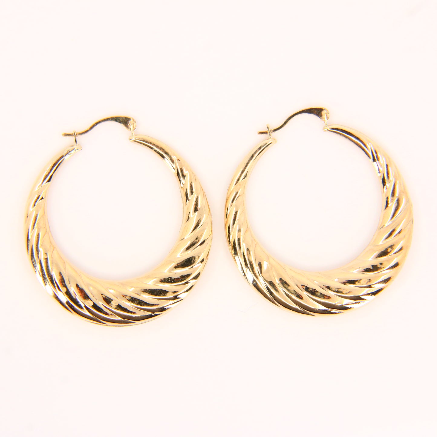 Vintage 9 Carat Creole Hoop Earrings Gold Twist Hoop Earrings Gift