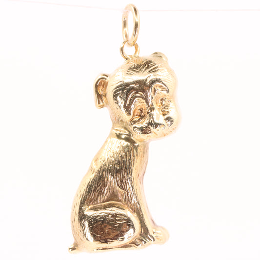 Vintage 9ct Hallmarked Yellow Gold Hollow Dog Charm Pendant Animal Lover Gift