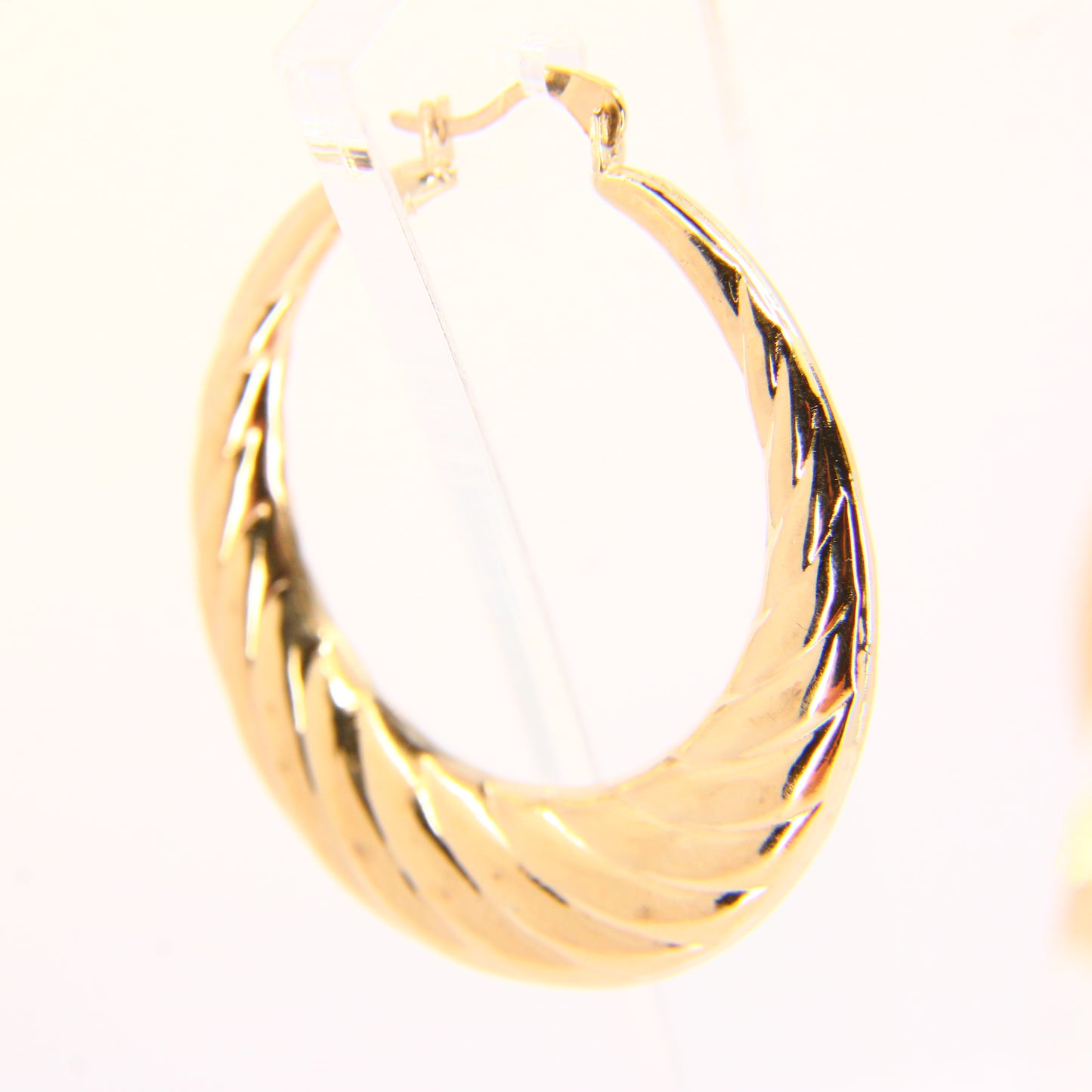 Vintage 9 Carat Creole Hoop Earrings Gold Twist Hoop Earrings Gift