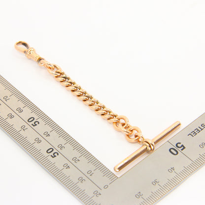 Antique 9ct Rose Gold Albert 3.75 inch T Bar Chain Birmingham 1892 Pendant Necklace Extender