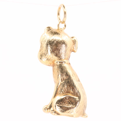 Vintage 9ct Hallmarked Yellow Gold Hollow Dog Charm Pendant Animal Lover Gift