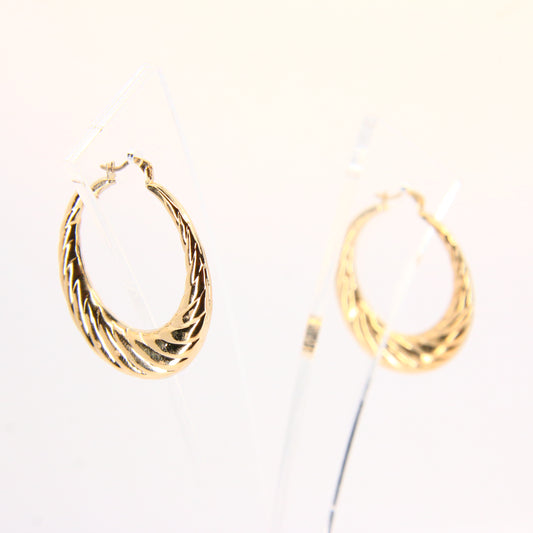 Vintage 9 Carat Creole Hoop Earrings Gold Twist Hoop Earrings Gift