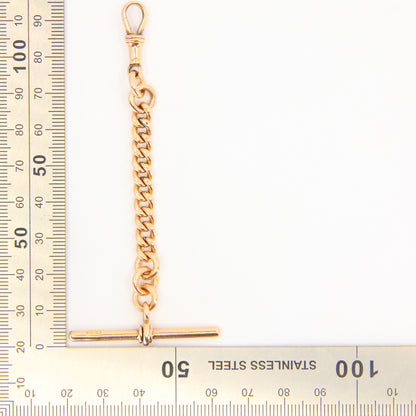 Antique 9ct Rose Gold Albert 3.75 inch T Bar Chain Birmingham 1892 Pendant Necklace Extender