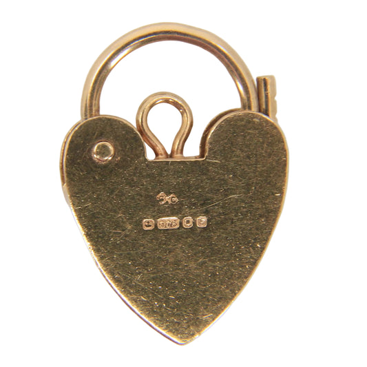 Vintage 9ct Yellow Gold Hallmarked Floral Engraved Heart Padlock Charm Pendant