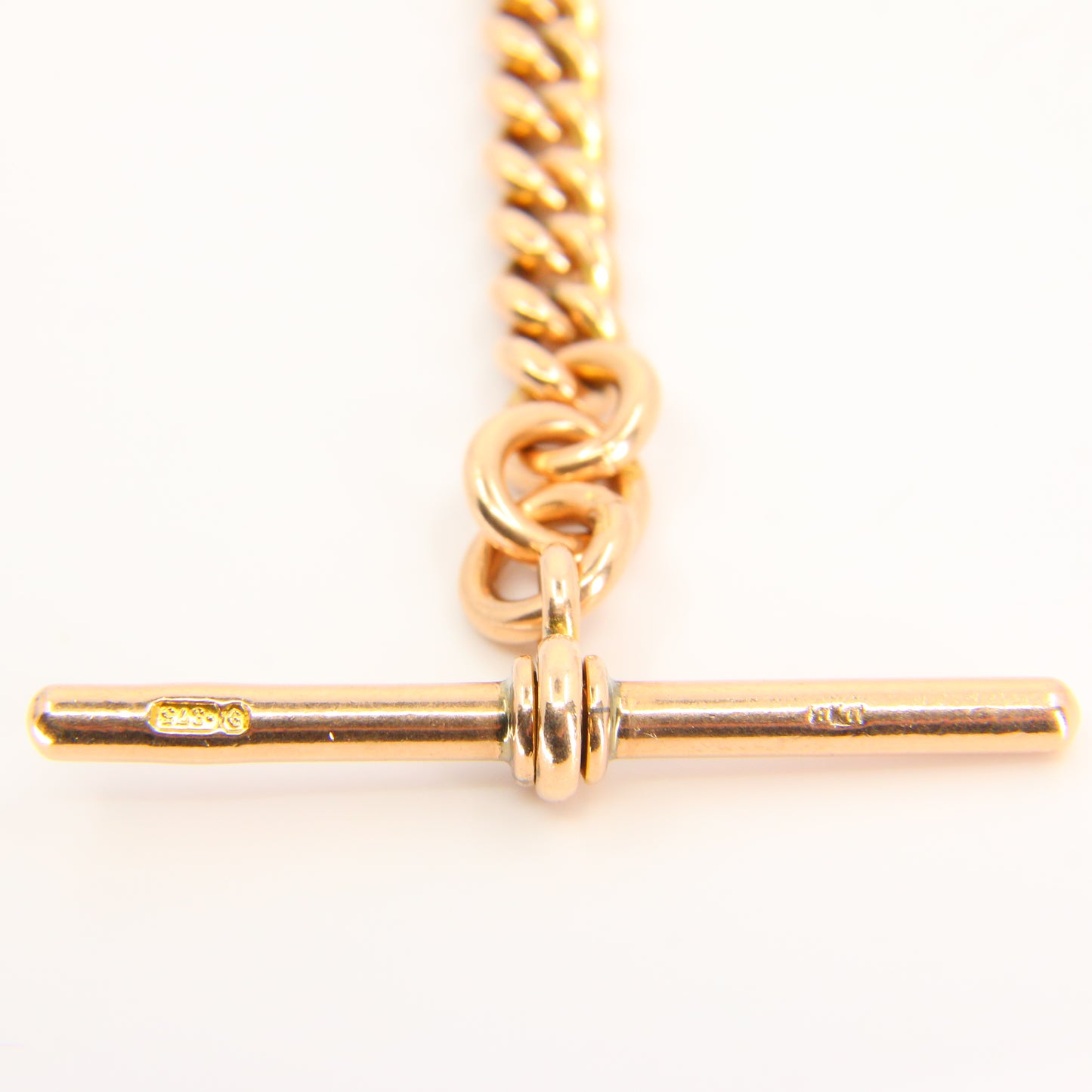 Antique 9ct Rose Gold Albert 3.75 inch T Bar Chain Birmingham 1892 Pendant Necklace Extender