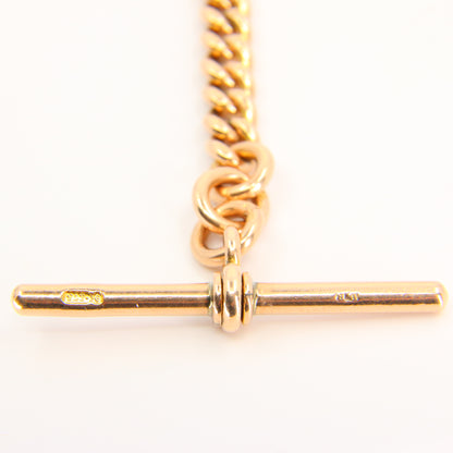 Antique 9ct Rose Gold Albert 3.75 inch T Bar Chain Birmingham 1892 Pendant Necklace Extender