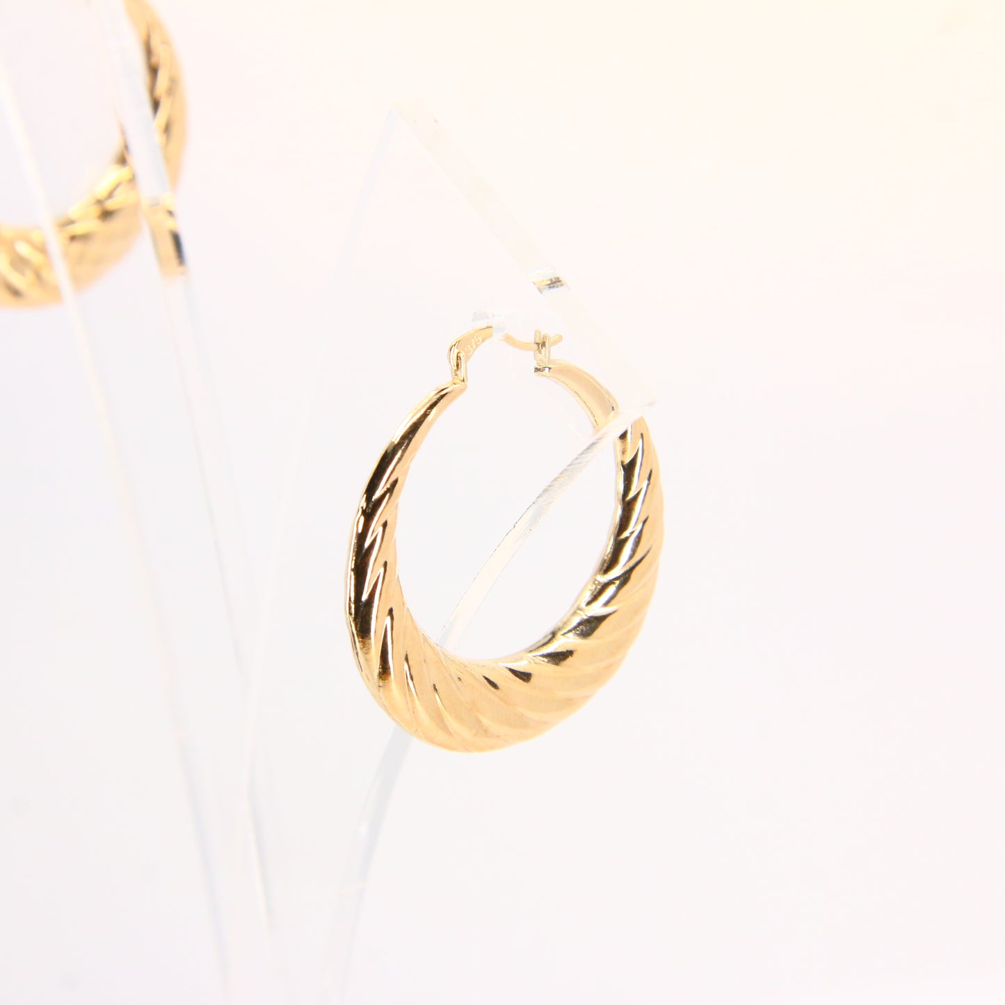 Vintage 9 Carat Creole Hoop Earrings Gold Twist Hoop Earrings Gift