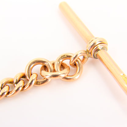 Antique 9ct Rose Gold Albert 3.75 inch T Bar Chain Birmingham 1892 Pendant Necklace Extender