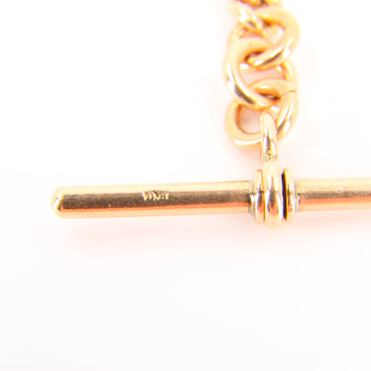 Antique 9ct Rose Gold Albert 3.75 inch T Bar Chain Birmingham 1892 Pendant Necklace Extender