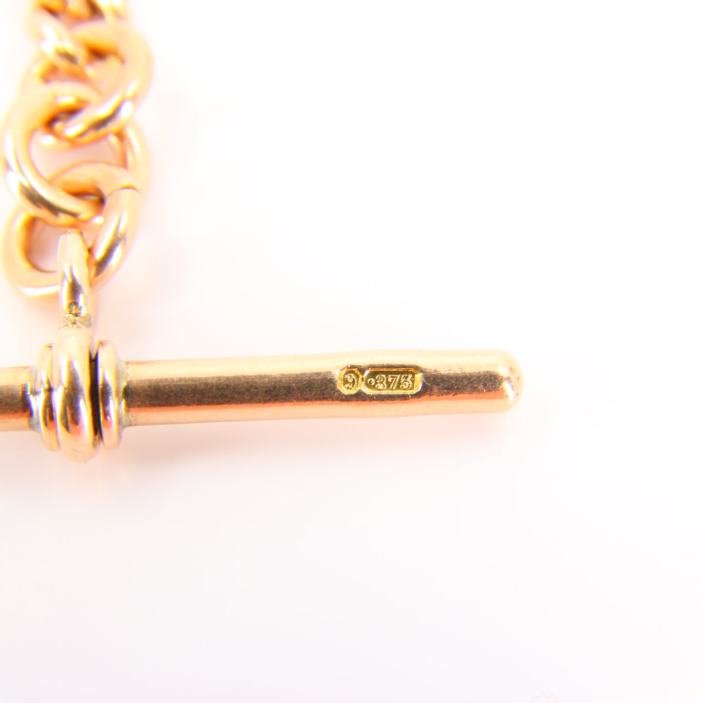 Antique 9ct Rose Gold Albert 3.75 inch T Bar Chain Birmingham 1892 Pendant Necklace Extender