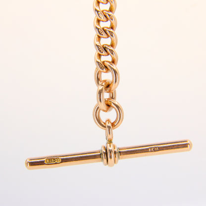 Antique 9ct Rose Gold Albert 3.75 inch T Bar Chain Birmingham 1892 Pendant Necklace Extender